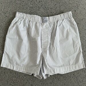 SKIMS White and Gray Striped Men Shorts
